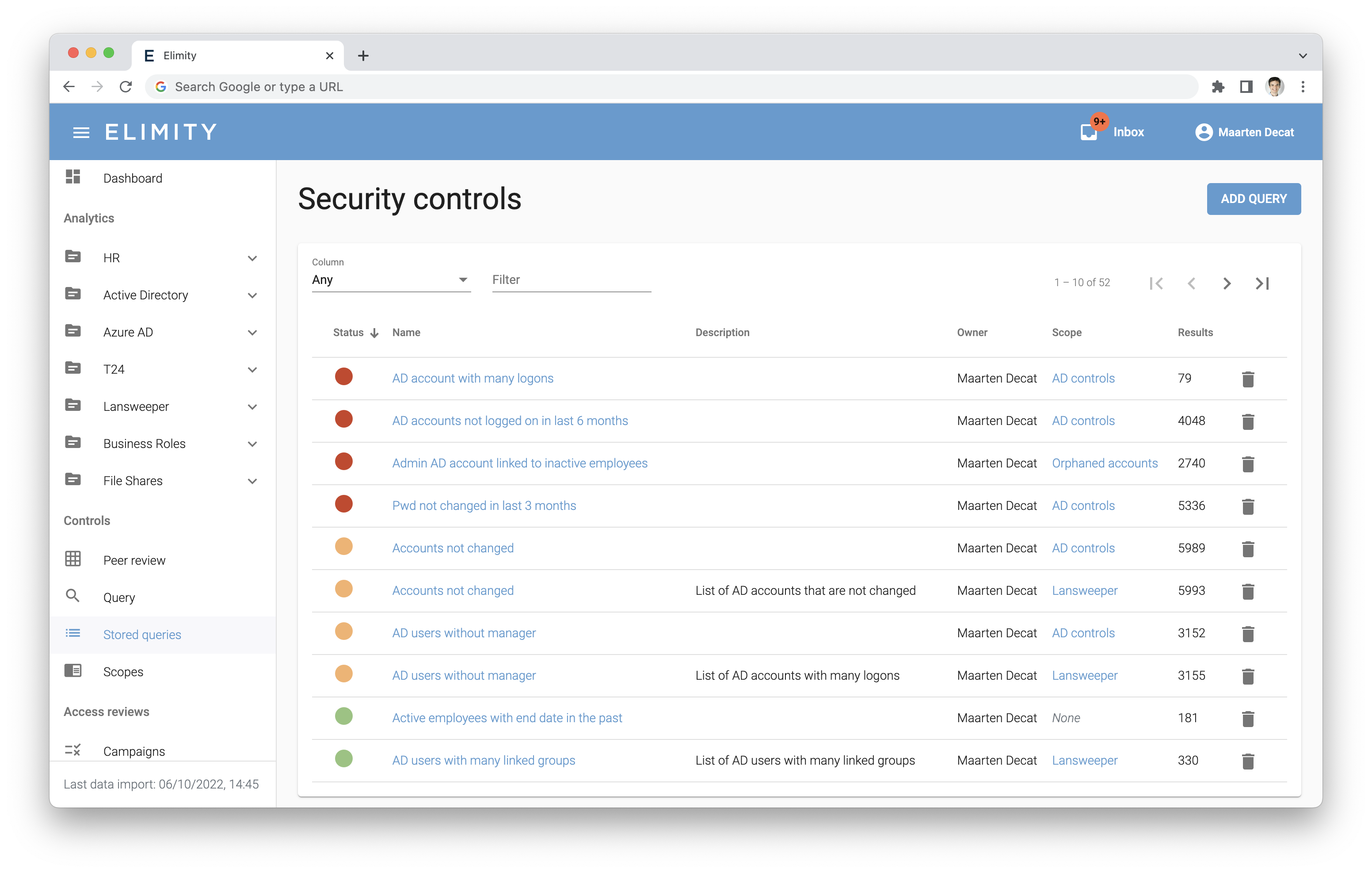 Elimity Insights - security controls